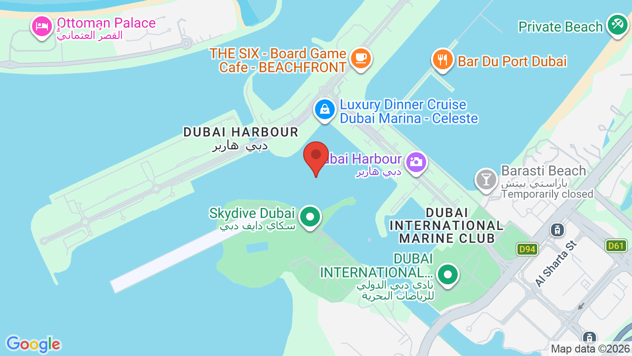 Map showing the meeting point at Dubai Marina